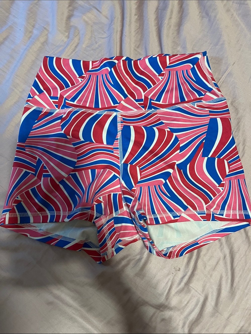 Fleo High-Rise Bike Shorts in Pink & Blue Swirl